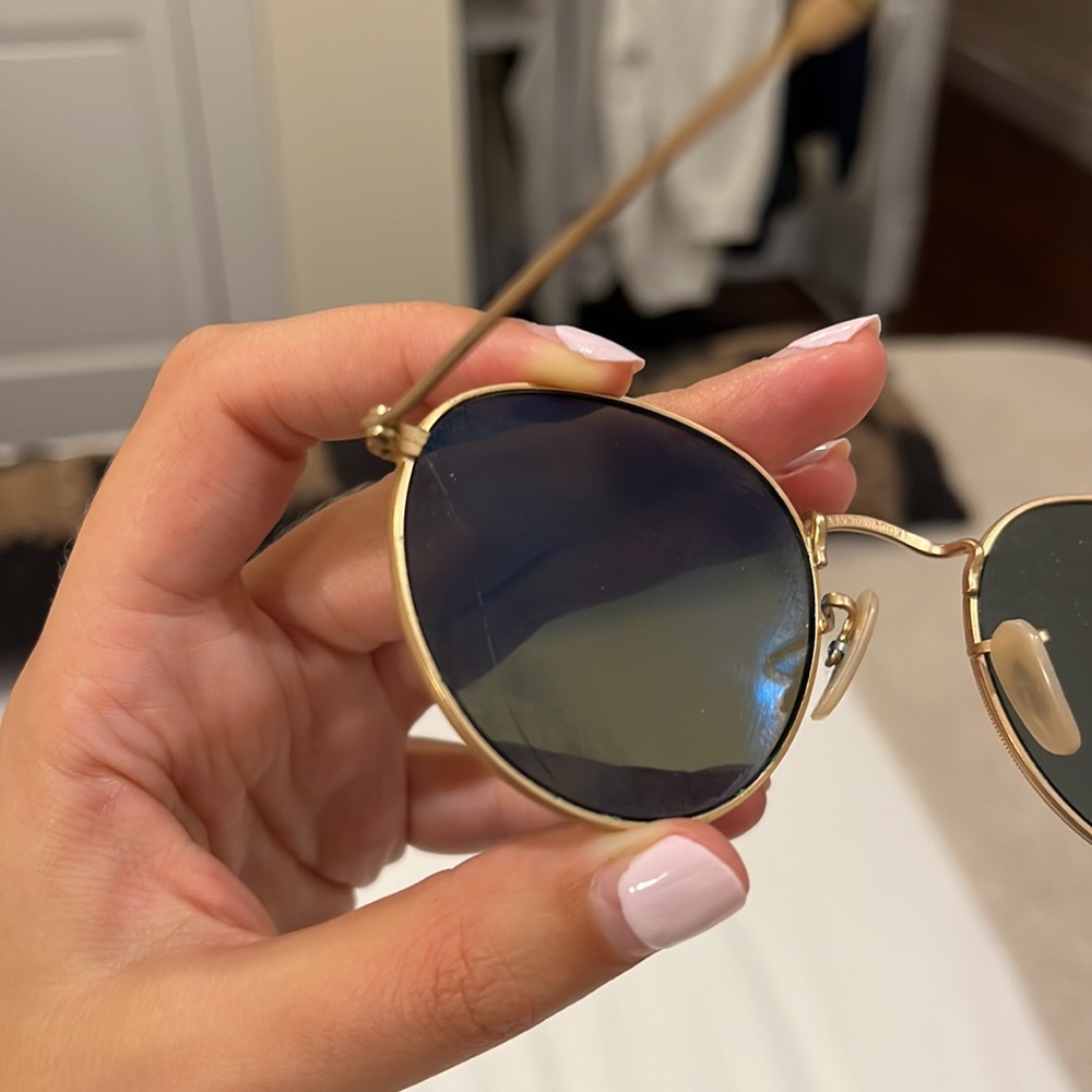 Ray-Ban Round Metal-Frame Sunglasses with Blue Mirror Lens - Picture 4 of 5